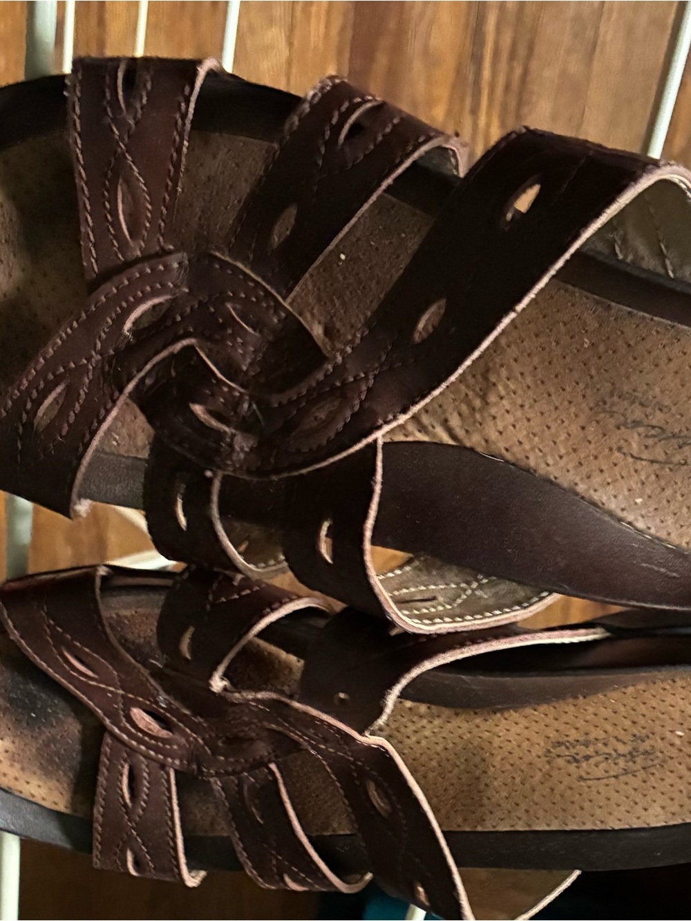 Women's Brown Leather Strappy Comfort Sandals